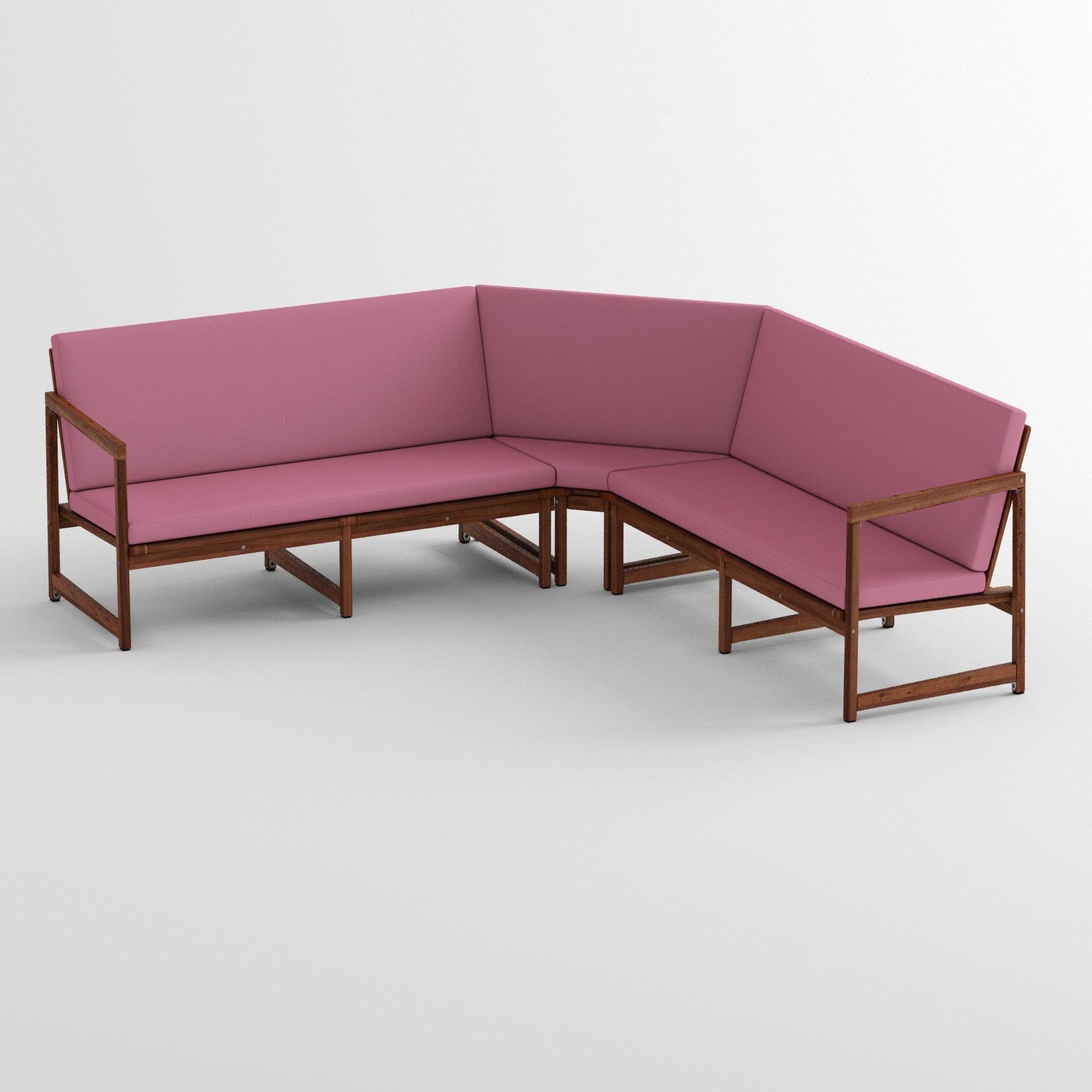 Hoekbankkussen in set met rugleuning en trapeziumhoek