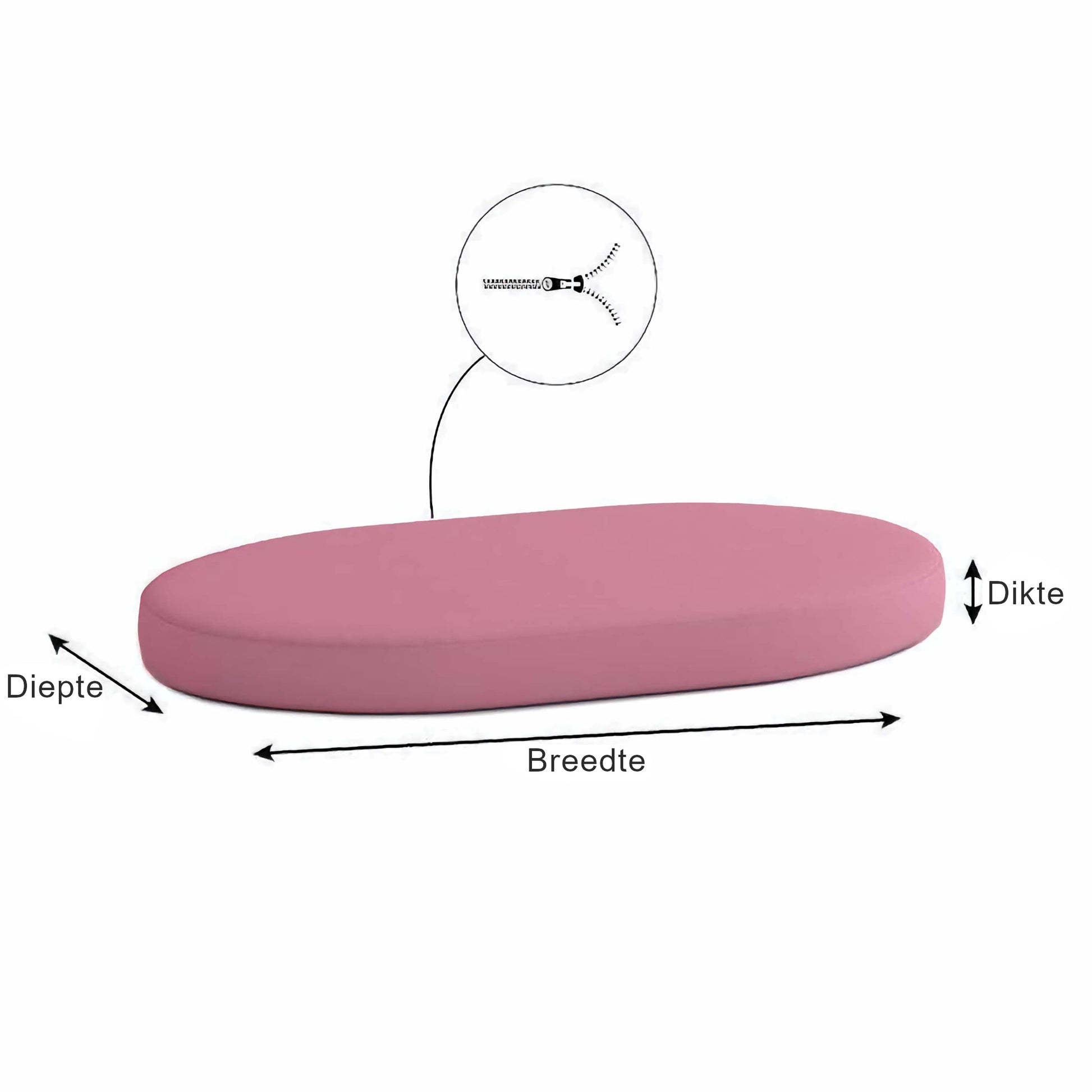 Afmetingen ovaal hondenkussen voor buiten